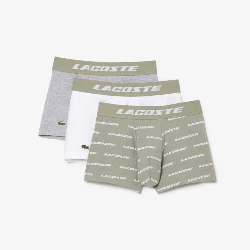 Men's 3-Pack Lacoste Contrast Waist Trunks