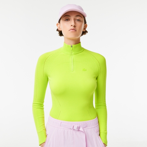 Women's Lacoste Zip Neck Wool Sweater