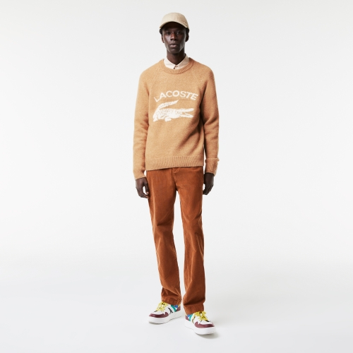Men's Branded Contrast Crocodile Blend Alpaca Sweater