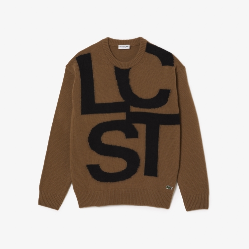 Men's Lacoste Classic Fit Contrast Lettering Wool Sweater