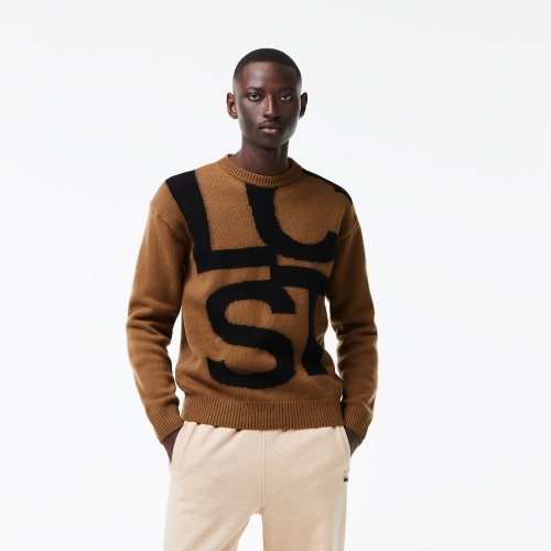 Men's Lacoste Classic Fit Contrast Lettering Wool Sweater