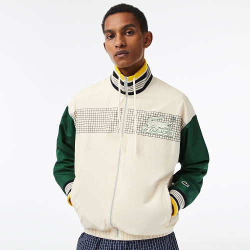 Men's Lacoste Checked Windbreaker with Adjustable Hood