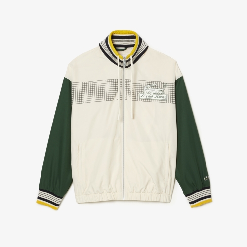 Men's Lacoste Checked Windbreaker with Adjustable Hood