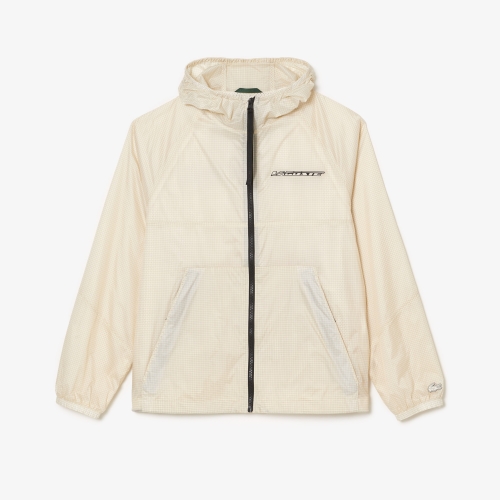 Men's Lacoste Checked Windbreaker with Adjustable Hood