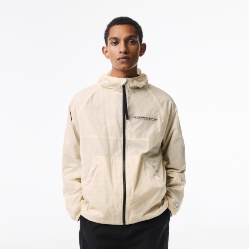 Men's Lacoste Checked Windbreaker with Adjustable Hood