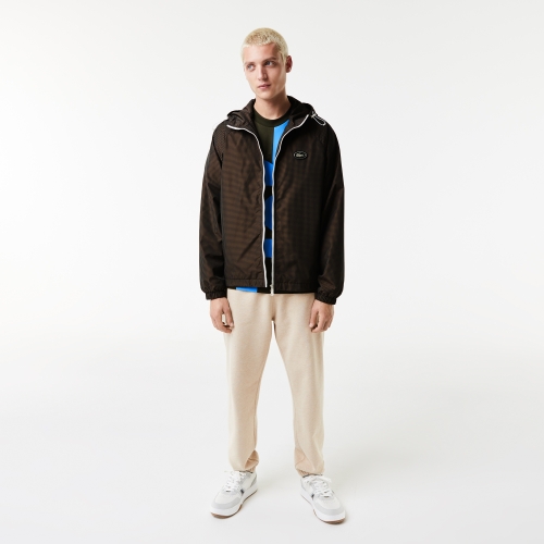 Men's Lacoste Short Hooded Check Twill Jacket