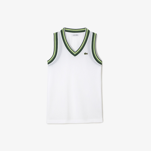 Women's Lacoste Contrast V Neck Tank Top