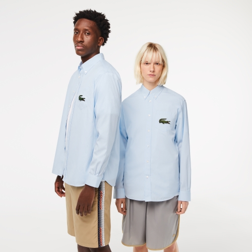 Unisex Lacoste Striped Crocodile Embroidery Shirt