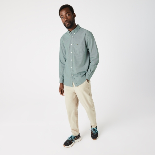 Men's Regular Fit Gingham Cotton Poplin Shirt