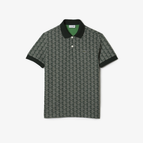 Men's Classic Fit Monogram Print Contrast Collar Polo