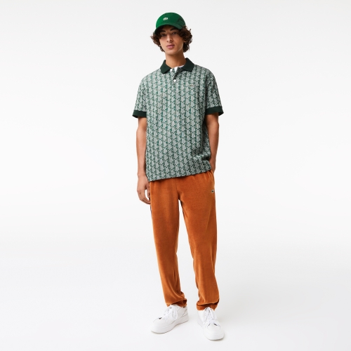 Men's Classic Fit Monogram Print Contrast Collar Polo