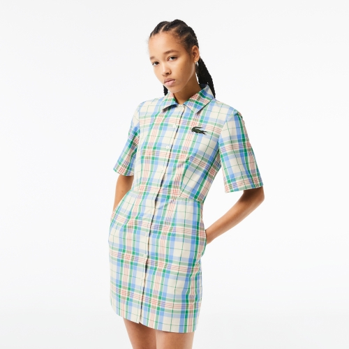 Women's Lacoste Cotton Blend Checkerboard Dress