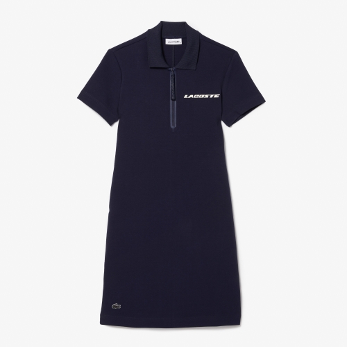 Women's Contrast Branded Two-Ply Jersey Polo Dress