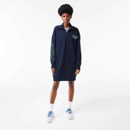 Women's Lacoste Holiday Oversized Fit Zip Neck Polo Dress