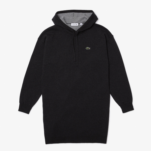 Women's Lacoste Hooded Two-Ply Jersey Sweater Dress