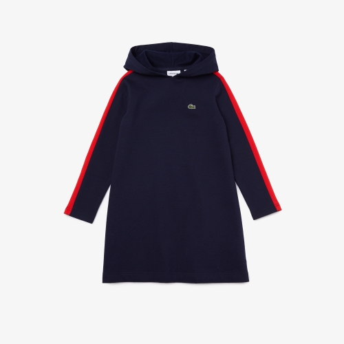 Girls' Contrast Band Hooded Dress