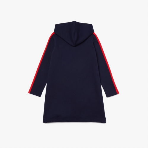 Girls' Contrast Band Hooded Dress