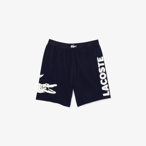 Men's Crocodile Print And Branded Stretch Cotton Indoor Shorts