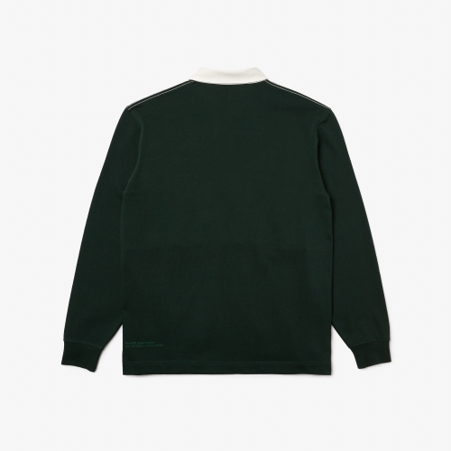 Men's Lacoste Branded Loose Fit Contrast Collar Rugby Polo