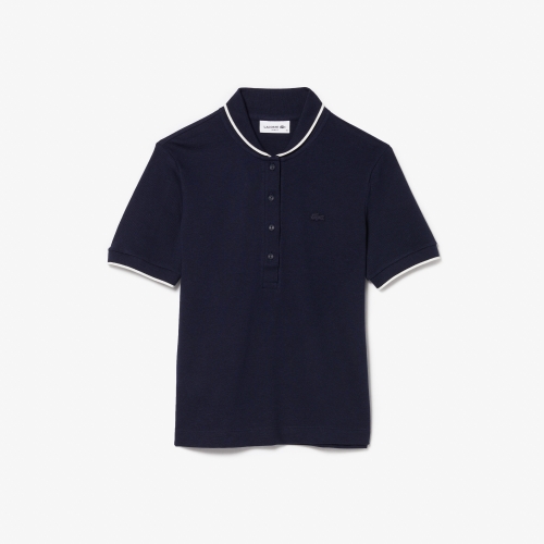 Women's Lacoste Slim Fit Striped Collar Flowy Piqué Polo Shirt