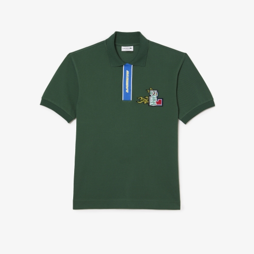Men's Holiday Contrast Placket And Crocodile Badge Polo