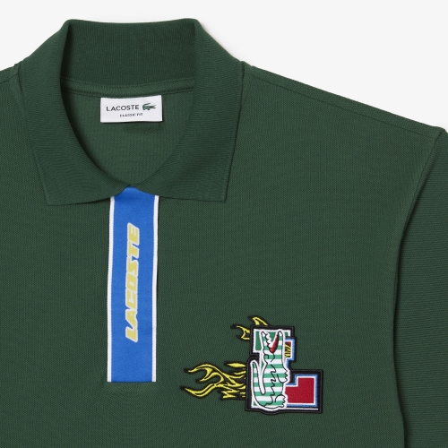 Men's Holiday Contrast Placket And Crocodile Badge Polo