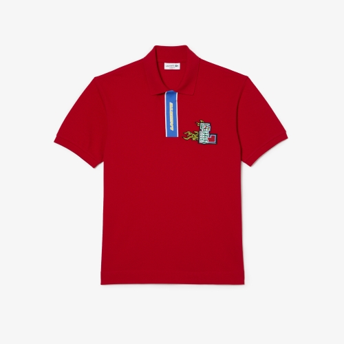 Men's Holiday Contrast Placket And Crocodile Badge Polo