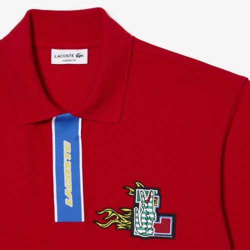 Men's Holiday Contrast Placket And Crocodile Badge Polo