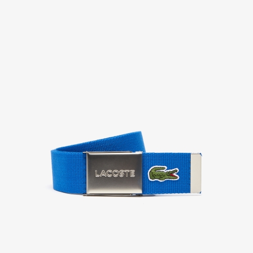 Men's Made in France Edition Lacoste Engraved Buckle Woven Belt