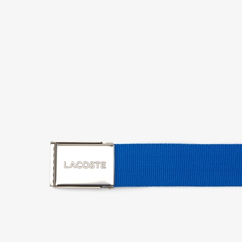 Men's Made in France Edition Lacoste Engraved Buckle Woven Belt