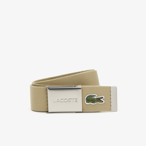 Men's Made in France Edition Lacoste Engraved Buckle Woven Belt