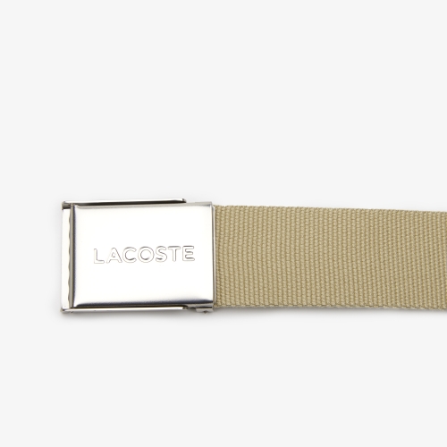 Men's Made in France Edition Lacoste Engraved Buckle Woven Belt