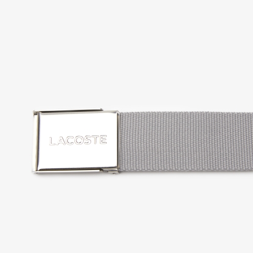 Men's Made in France Edition Lacoste Engraved Buckle Woven Belt