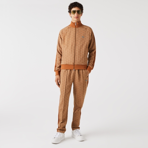 Men's Regular Fit Monogram Print Zip Sweatshirt