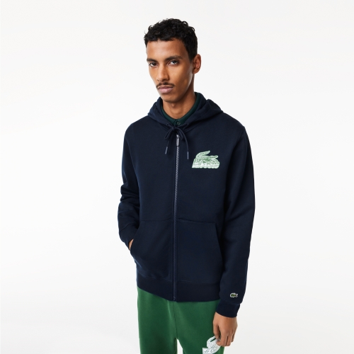 Men's Lacoste Unbrushed Fleece Zipped Hoodie Sweatshirt