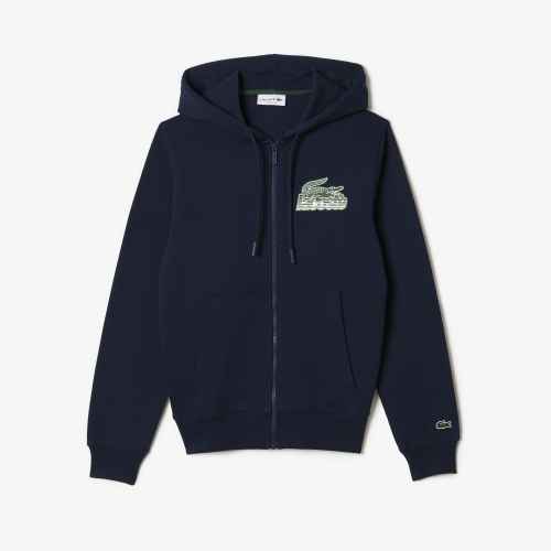 Men's Lacoste Unbrushed Fleece Zipped Hoodie Sweatshirt