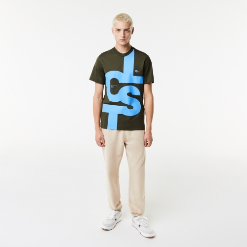 Men's Regular Fit Contrast Lettering Cotton T-Shirt